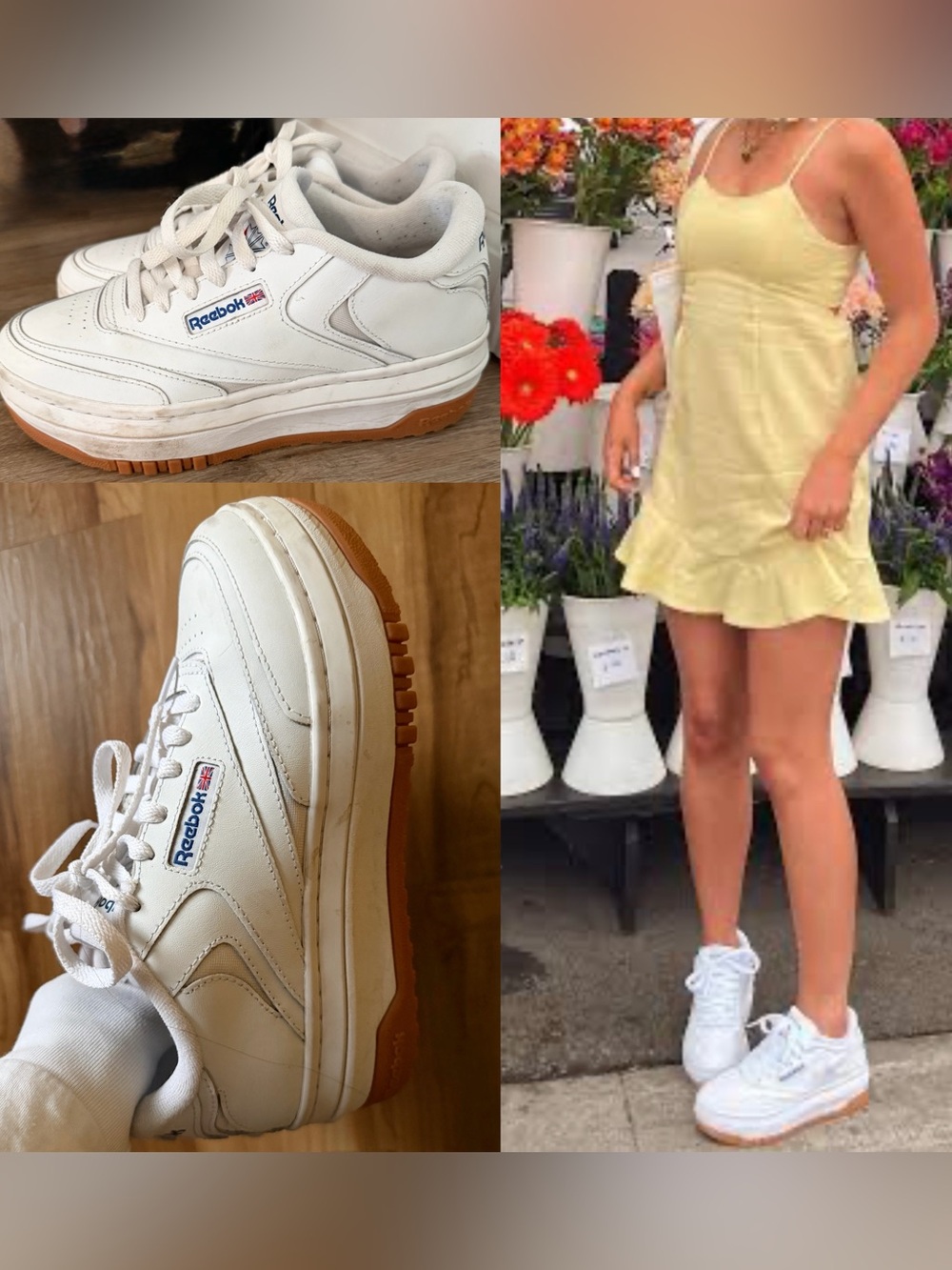 Reebok Club C Extra sneakers platform gum sole 8 double white tennis